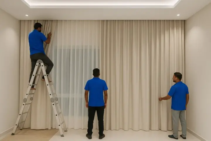 Curtains Fixing & Installation Service by Interior Design company in UAE