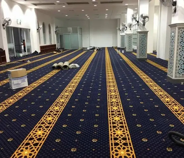 Navy Blue Geometric Mosque Carpets